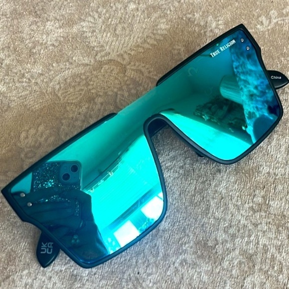 Brand New True Religion Mirrored Shield Aviator Mens Sunglasses Matte Black - Picture 3 of 16